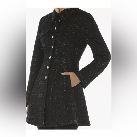 Laundry by Shelli Segal Black Glitter Peplum  Coat Laundry Size Large - Picture 5 of 10